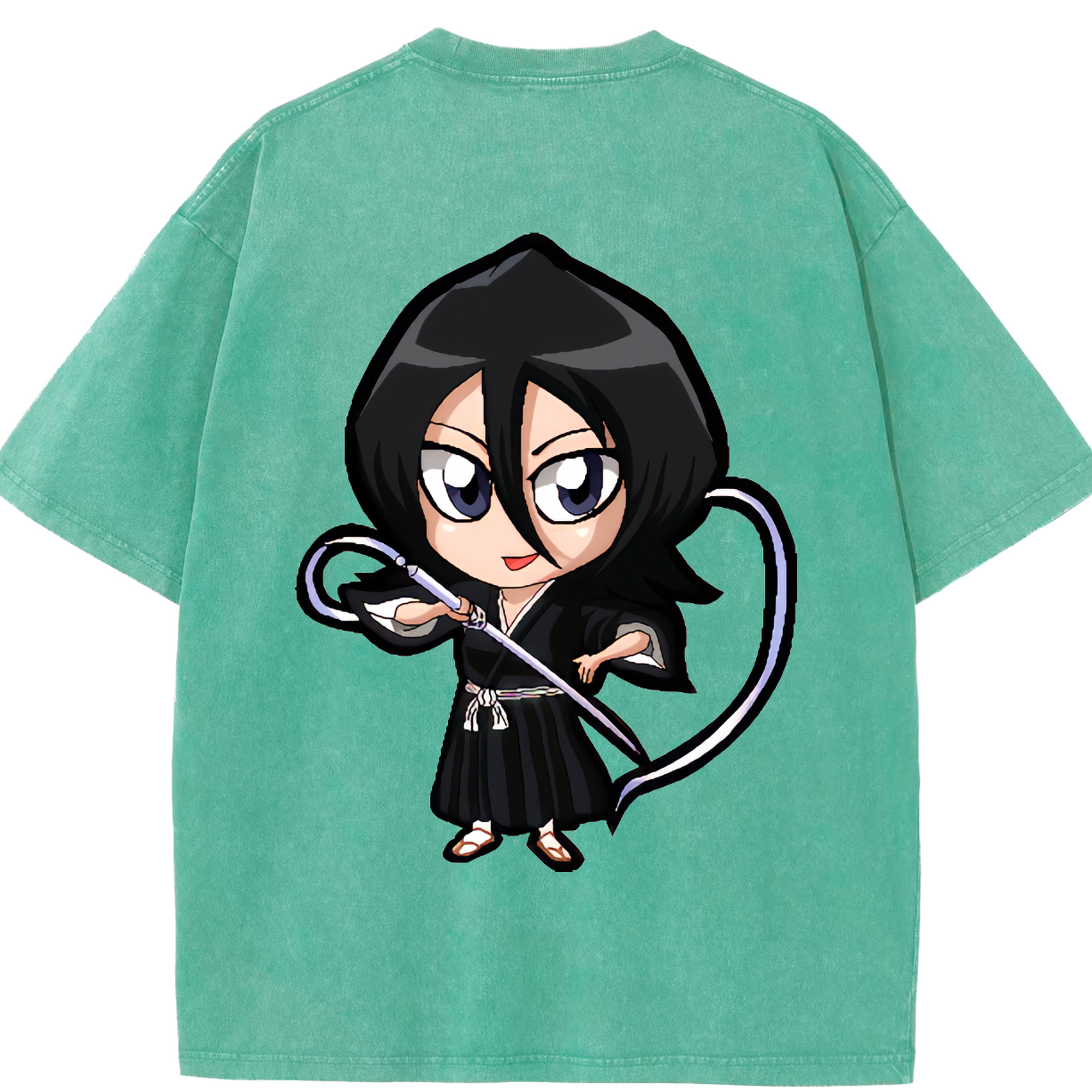 （画像用） ブリーチ 朽木ルキア BLEACH Kuchiki Rukia 綿100% ヴィンテージ風 半袖Tシャツ（背面プリント）
